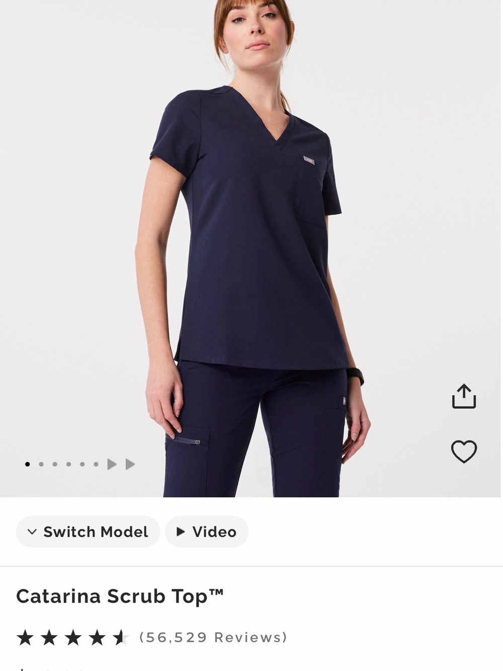 FIGS Catarina V-Neck Scrub Top — Navy